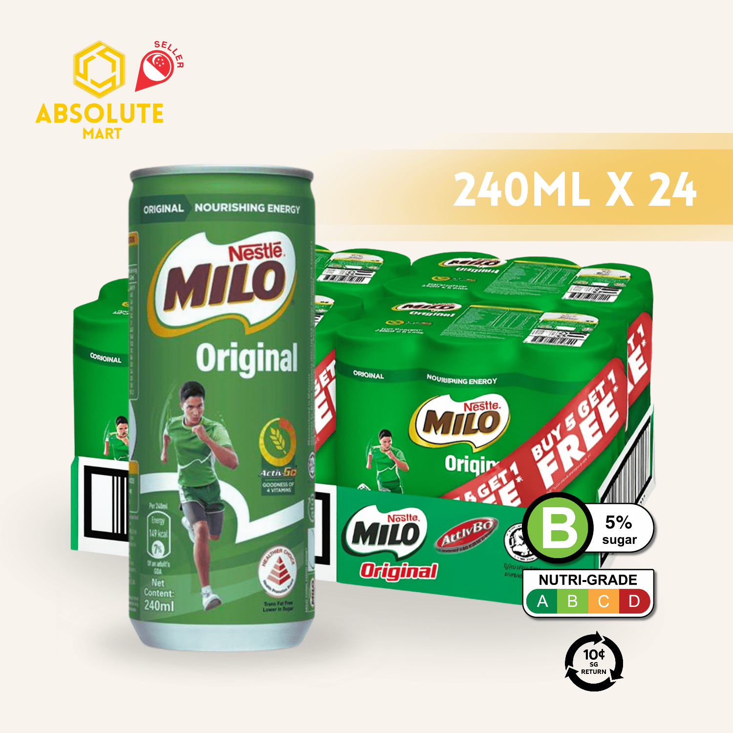 [BCRS] NESTLE MILO 240ML X 24 (CAN) - ABSOLUTE MART[BCRS] NESTLE MILO 240ML X 24 (CAN)Malt Drinks