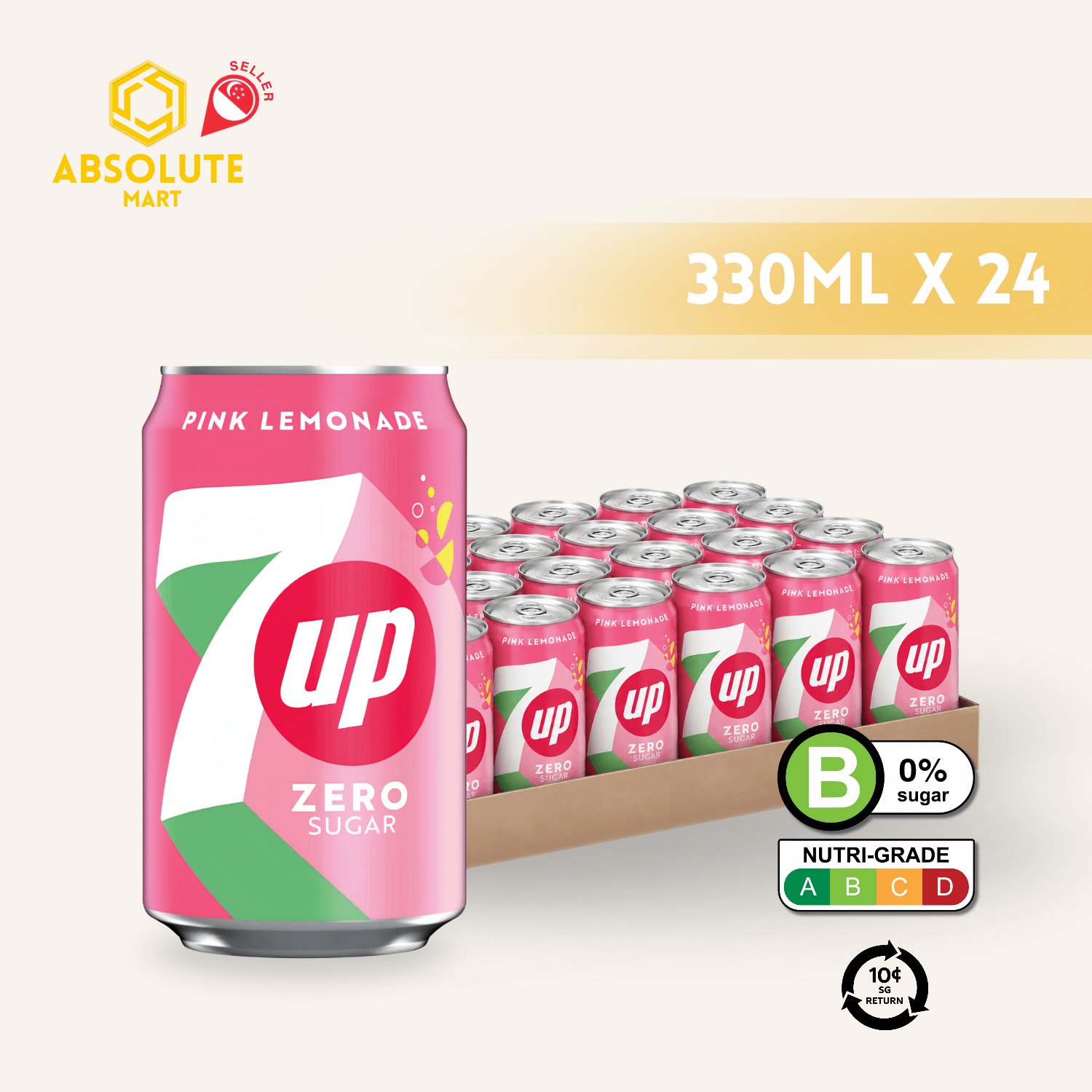 [BCRS-P] 7UP Pink Lemonade Zero 330ML X 24 (CAN) - ABSOLUTE MART[BCRS-P] 7UP Pink Lemonade Zero 330ML X 24 (CAN)Cola & Classic Sodas