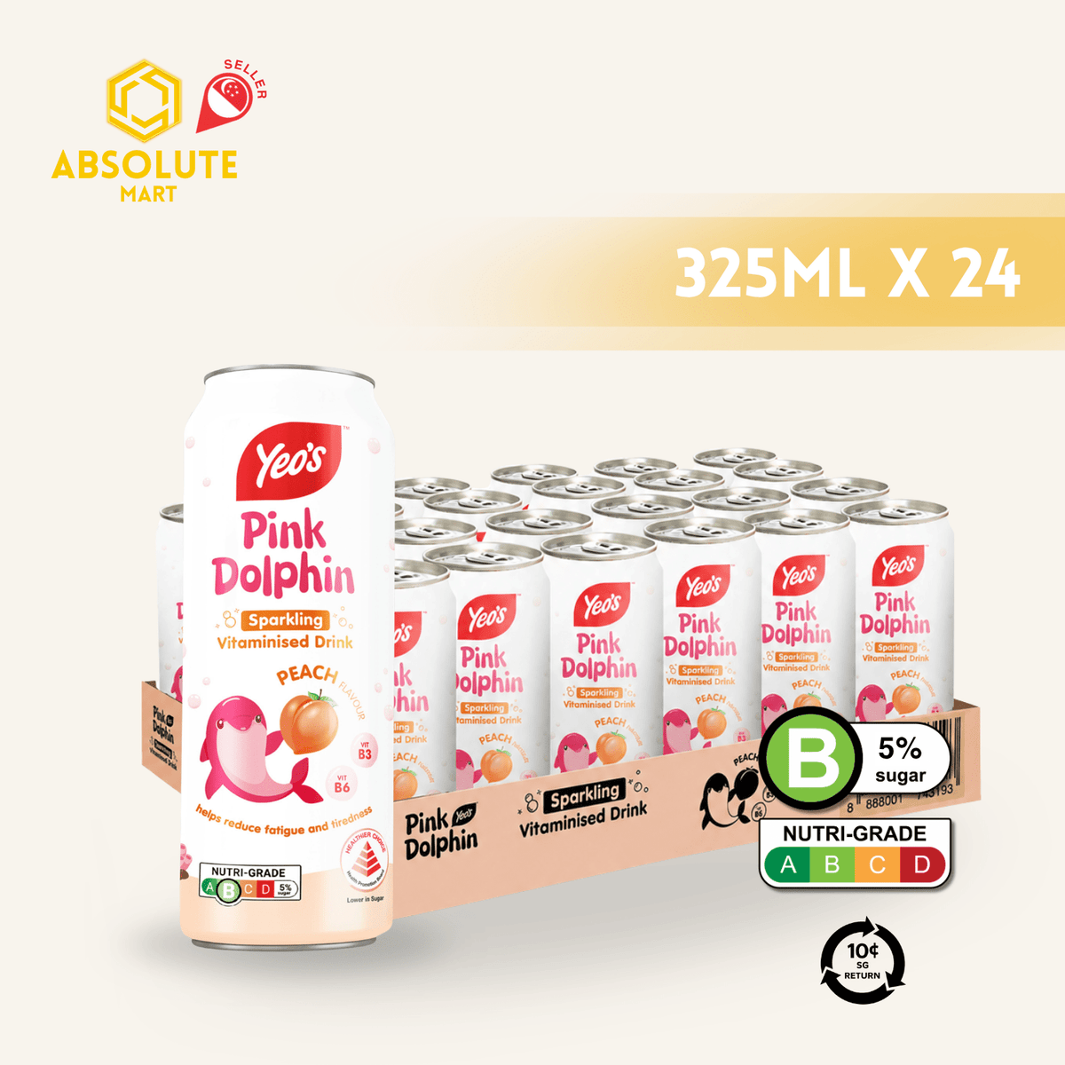 [BCRS] PINK DOLPHIN Peach Vitaminized 325ML X 24 (CAN) - ABSOLUTE MART[BCRS] PINK DOLPHIN Peach Vitaminized 325ML X 24 (CAN)Flavoured & Milk Tea