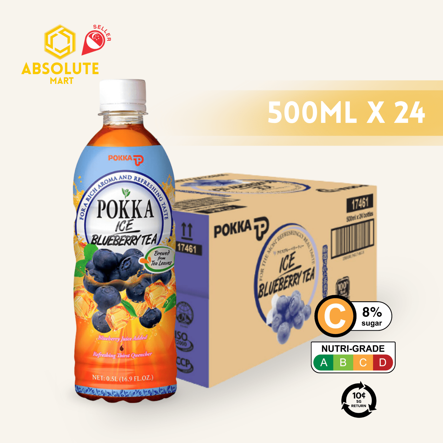 [BCRS] POKKA Blueberry Tea 500ML X 24 (BOTTLE) - ABSOLUTE MART[BCRS] POKKA Blueberry Tea 500ML X 24 (BOTTLE)Flavoured & Milk Tea