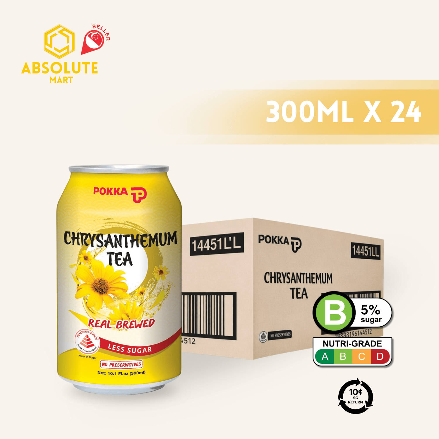 [BCRS] POKKA Chrysanthemum Tea 300ML X 24 (CAN) - ABSOLUTE MART[BCRS] POKKA Chrysanthemum Tea 300ML X 24 (CAN)Flavoured & Milk Tea