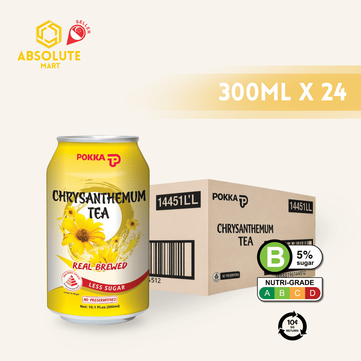 [BCRS] POKKA Chrysanthemum Tea 300ML X 24 (CAN) - ABSOLUTE MART[BCRS] POKKA Chrysanthemum Tea 300ML X 24 (CAN)Flavoured & Milk Tea