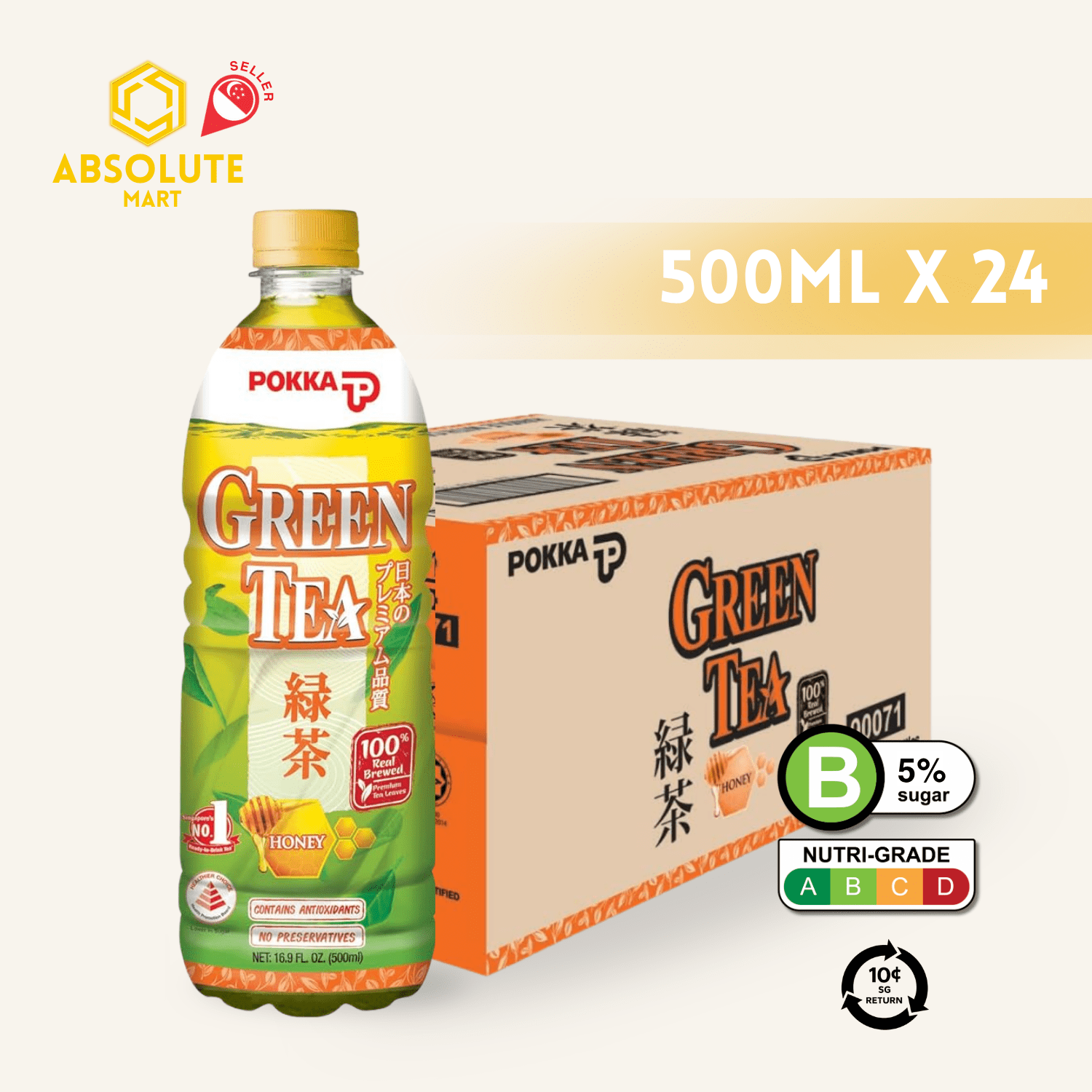 [BCRS] POKKA Honey Green Tea 500ML X 24 (BOTTLE) - ABSOLUTE MART[BCRS] POKKA Honey Green Tea 500ML X 24 (BOTTLE)Flavoured & Milk Tea