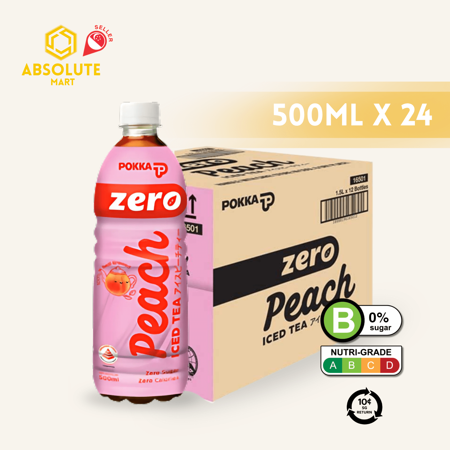 [BCRS] POKKA Ice Peach Tea ZERO 500ML X 24 (BOTTLE) - ABSOLUTE MART[BCRS] POKKA Ice Peach Tea ZERO 500ML X 24 (BOTTLE)Flavoured & Milk Tea