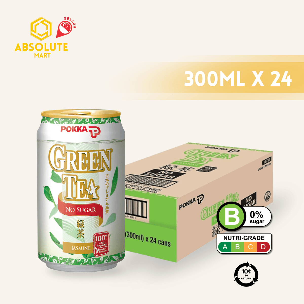 [BCRS] POKKA Jasmine Green Tea - No Sugar 300ML X 24 (CAN) - ABSOLUTE MART[BCRS] POKKA Jasmine Green Tea - No Sugar 300ML X 24 (CAN)Flavoured & Milk Tea