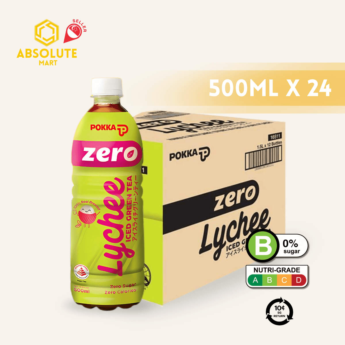 [BCRS] POKKA Lychee Green Tea Zero 500ML X 24 (BOTTLE) - ABSOLUTE MART[BCRS] POKKA Lychee Green Tea Zero 500ML X 24 (BOTTLE)Flavoured & Milk Tea
