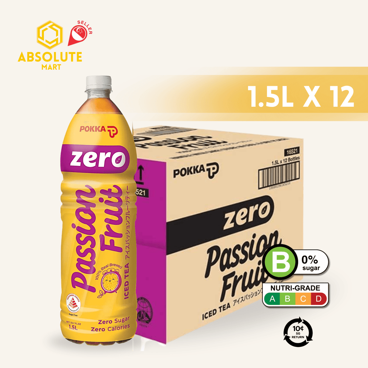 [BCRS] POKKA Passion Fruit Tea Zero 1.5L X 12 (BOTTLE) - ABSOLUTE MART[BCRS] POKKA Passion Fruit Tea Zero 1.5L X 12 (BOTTLE)Flavoured & Milk Tea