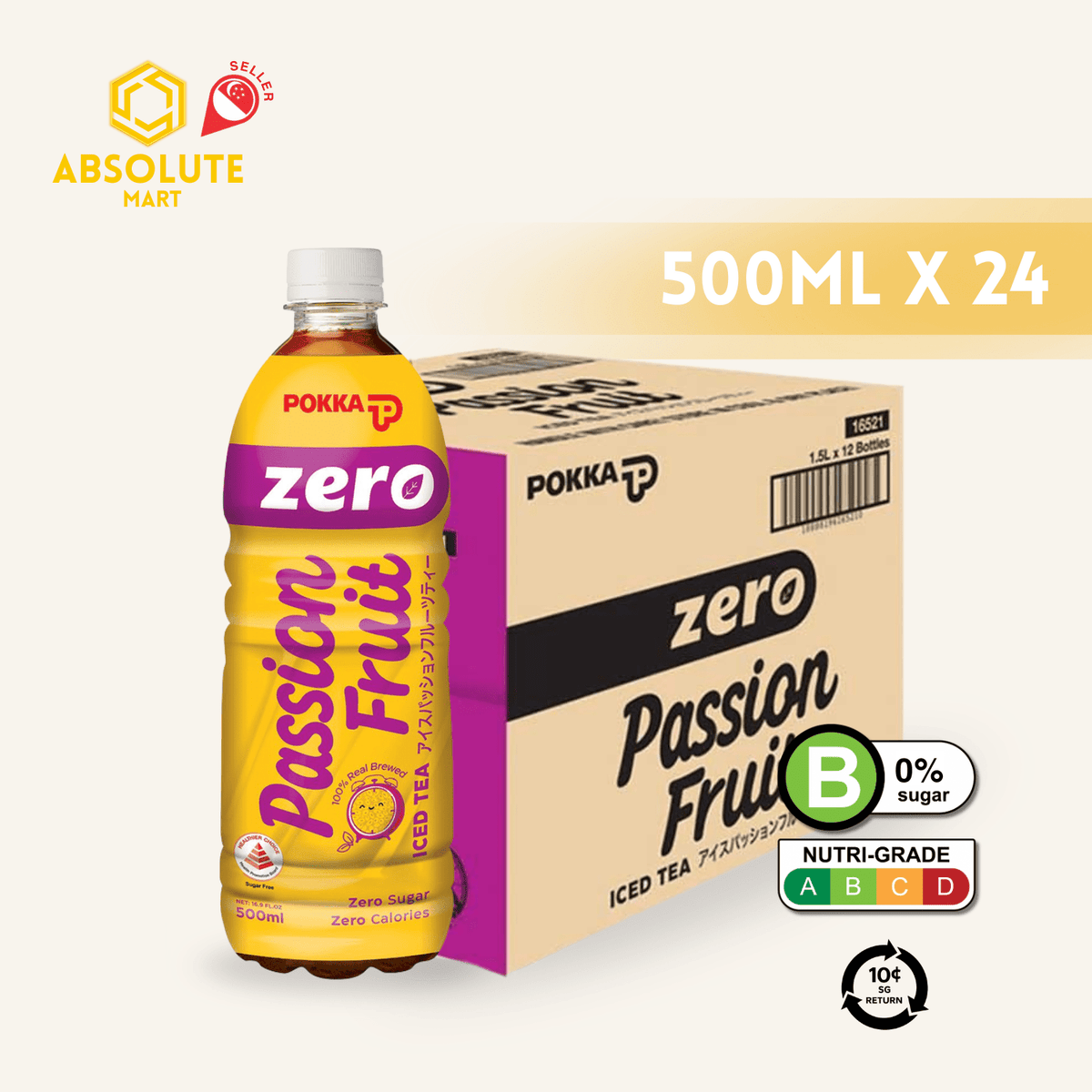 [BCRS] POKKA Passion Fruit Tea Zero 500ML X 24 (BOTTLE) - ABSOLUTE MART[BCRS] POKKA Passion Fruit Tea Zero 500ML X 24 (BOTTLE)Fruit Drinks