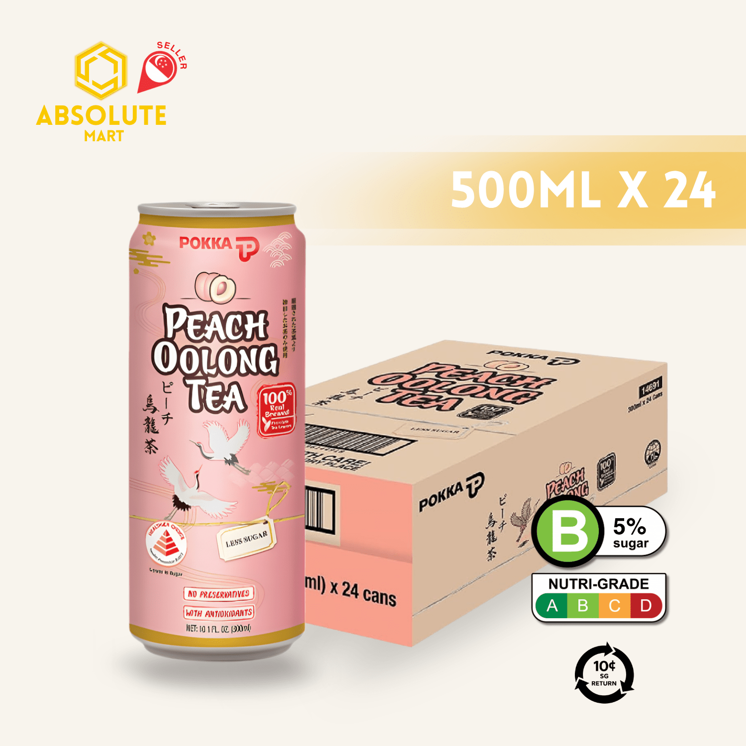 [BCRS] POKKA Peach Oolong Tea 300ML X 24 (CAN) - ABSOLUTE MART[BCRS] POKKA Peach Oolong Tea 300ML X 24 (CAN)Flavoured & Milk Tea