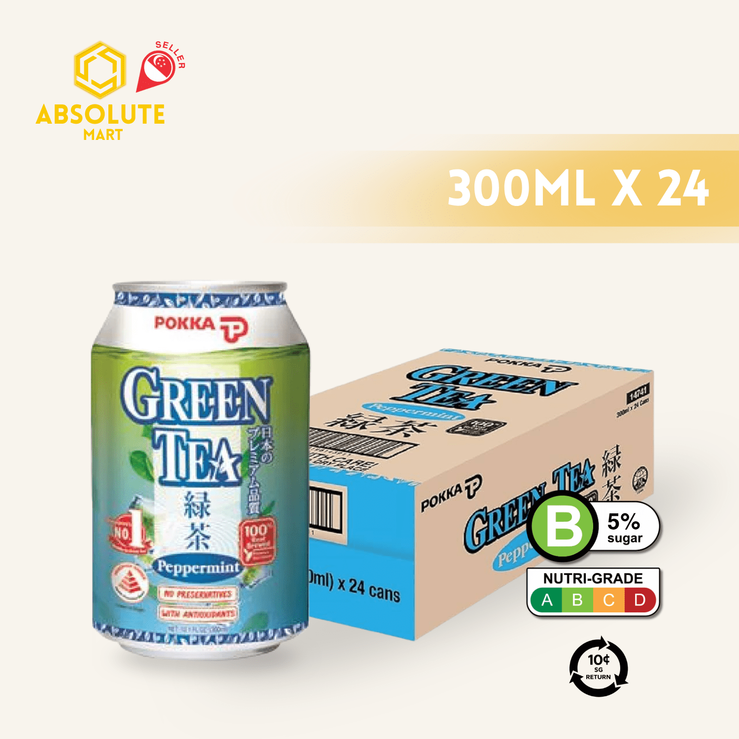 [BCRS] POKKA Peppermint Green Tea 300ML X 24 (CAN) - ABSOLUTE MART[BCRS] POKKA Peppermint Green Tea 300ML X 24 (CAN)Flavoured & Milk Tea
