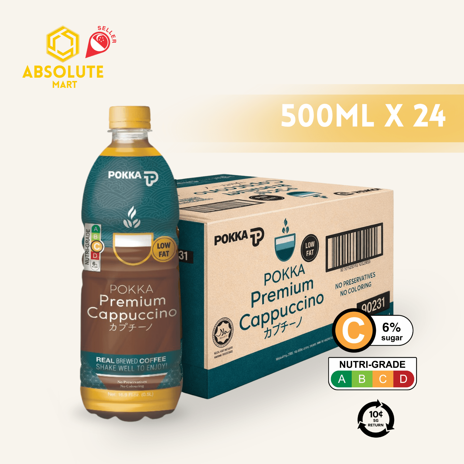 [BCRS] POKKA Premium Cappuccino 500ML X 24 (BOTTLE) - ABSOLUTE MART[BCRS] POKKA Premium Cappuccino 500ML X 24 (BOTTLE)Ready To Drink Coffee
