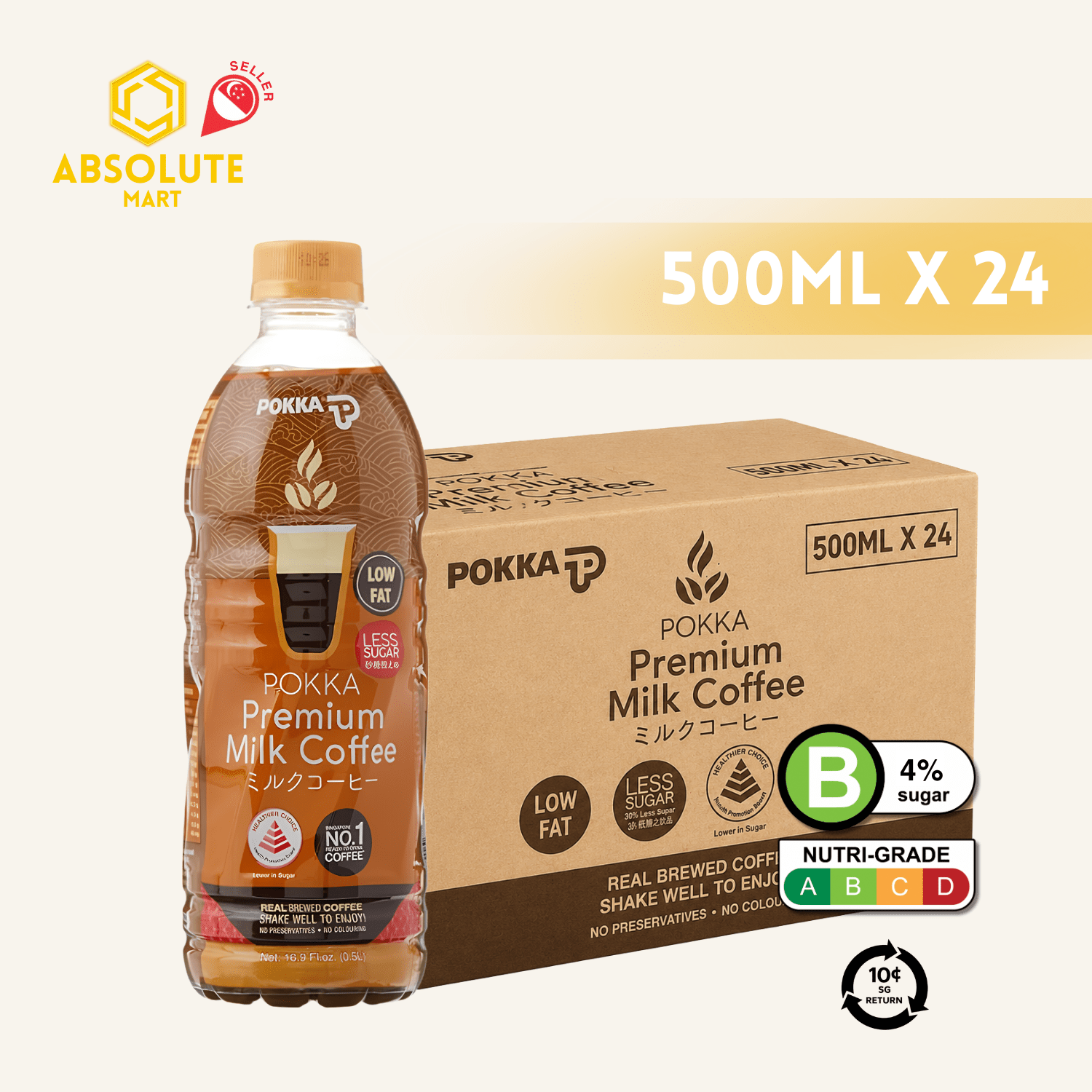 [BCRS] POKKA Premium Milk Coffee Less Sugar 500ML X 24 (BOTTLE) - ABSOLUTE MART[BCRS] POKKA Premium Milk Coffee Less Sugar 500ML X 24 (BOTTLE)Ready To Drink Coffee