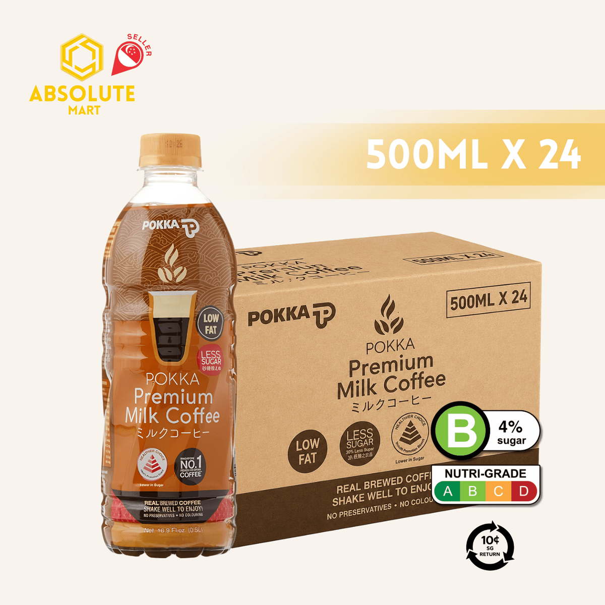 [BCRS] POKKA Premium Milk Coffee Less Sugar 500ML X 24 (BOTTLE) - ABSOLUTE MART[BCRS] POKKA Premium Milk Coffee Less Sugar 500ML X 24 (BOTTLE)Ready To Drink Coffee