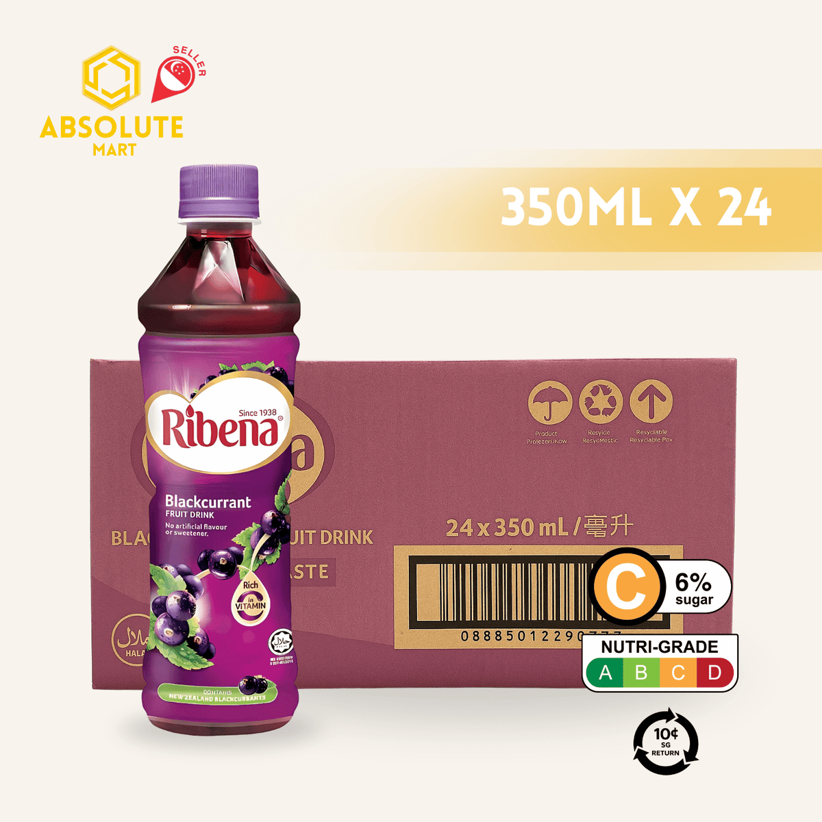 [BCRS] RIBENA Blackcurrant 350ML X 24 (BOTTLE) - ABSOLUTE MART[BCRS] RIBENA Blackcurrant 350ML X 24 (BOTTLE)Fruit Drinks