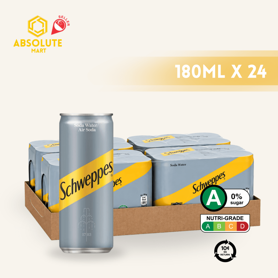 [BCRS] SCHWEPPES Mini Soda Water 180ML X 24 (CAN) - ABSOLUTE MART[BCRS] SCHWEPPES Mini Soda Water 180ML X 24 (CAN)Cola & Classic Sodas