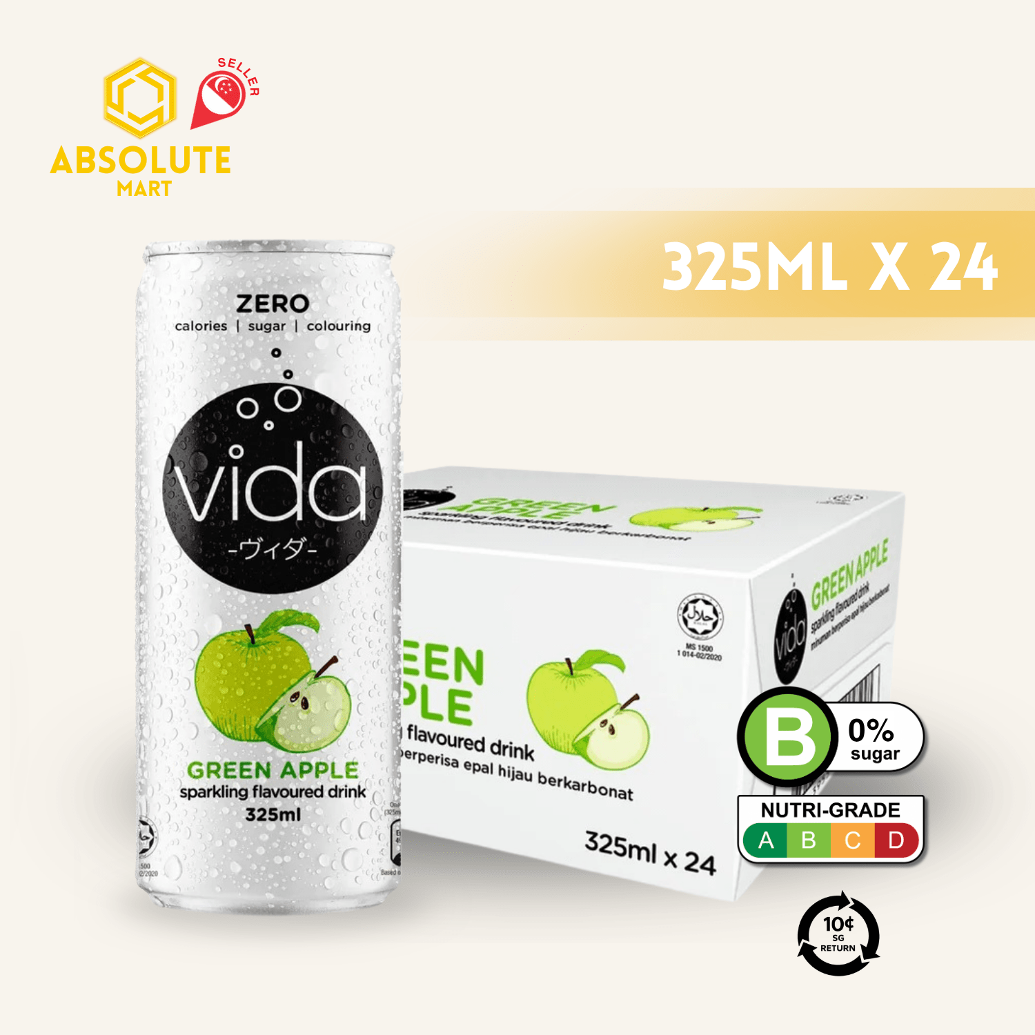 [BCRS] VIDA Zero Sparkling Green Apple 325ML X 24 (CAN) - ABSOLUTE MART[BCRS] VIDA Zero Sparkling Green Apple 325ML X 24 (CAN)Flavoured Sparkling Drinks