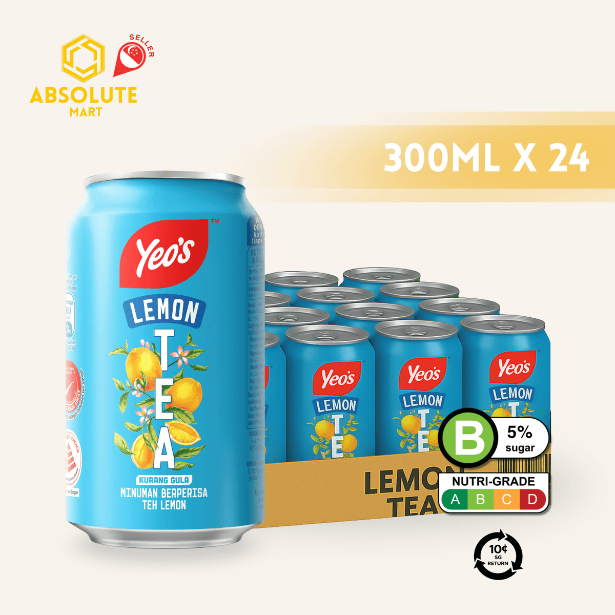 [BCRS] YEO'S Lemon Tea 300ML X 24 (CAN) - ABSOLUTE MART[BCRS] YEO'S Lemon Tea 300ML X 24 (CAN)Flavoured & Milk Tea
