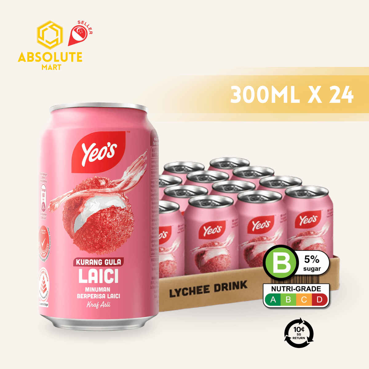 [BCRS] YEO'S Lychee 300ML X 24 (CAN) - ABSOLUTE MART[BCRS] YEO'S Lychee 300ML X 24 (CAN)Fruit Drinks