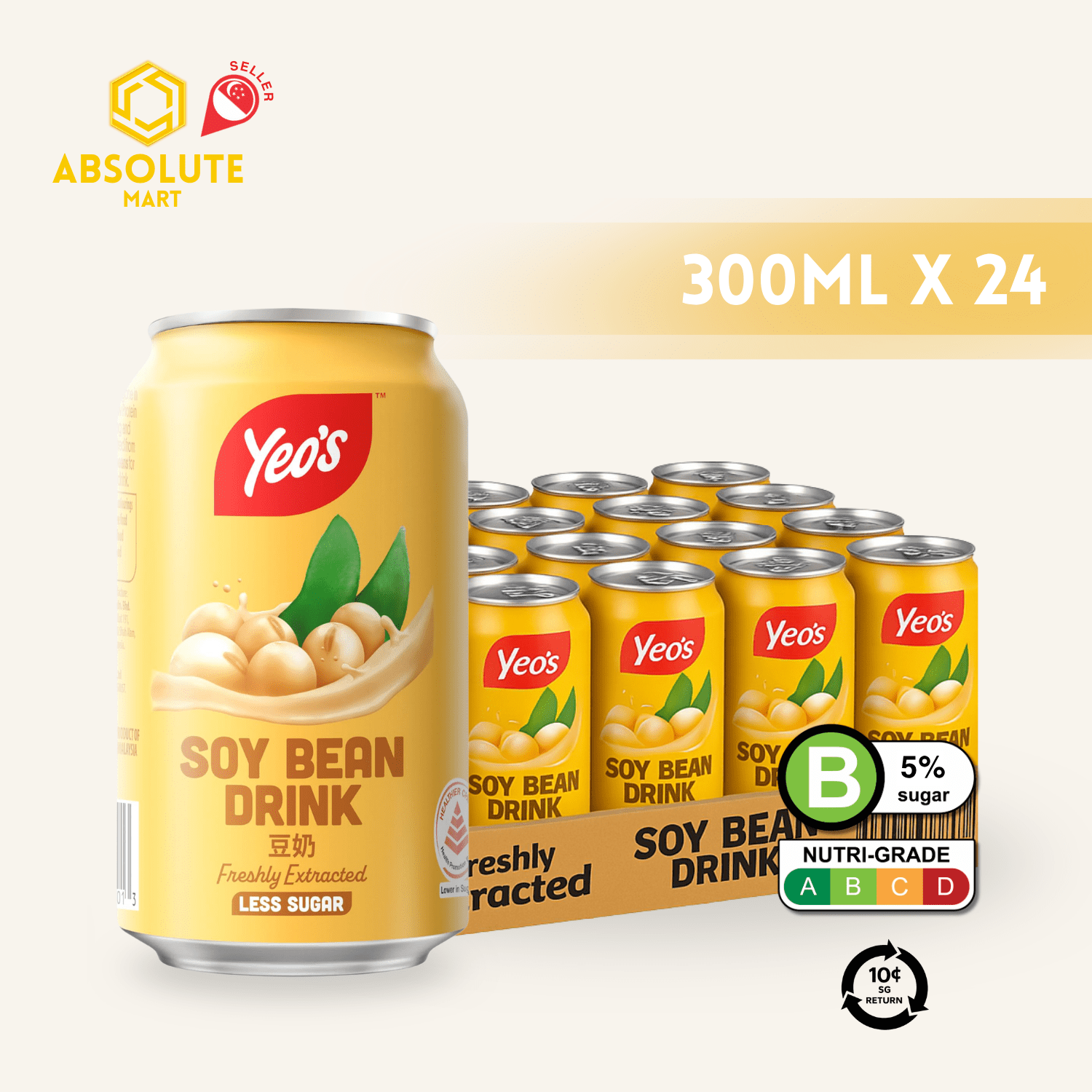 [BCRS] YEO'S Soya Bean 300ML X 24 (CAN) - ABSOLUTE MART[BCRS] YEO'S Soya Bean 300ML X 24 (CAN)Asian Drinks