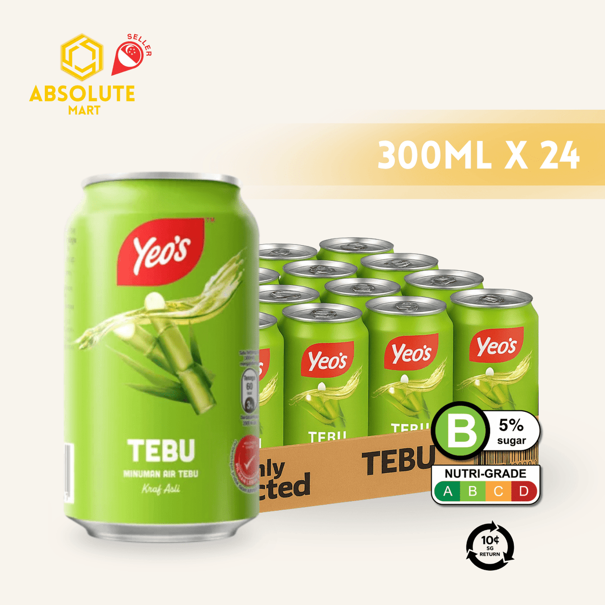 [BCRS] YEO'S Sugar Cane 300ML X 24 (CAN) - ABSOLUTE MART[BCRS] YEO'S Sugar Cane 300ML X 24 (CAN)Asian Drinks
