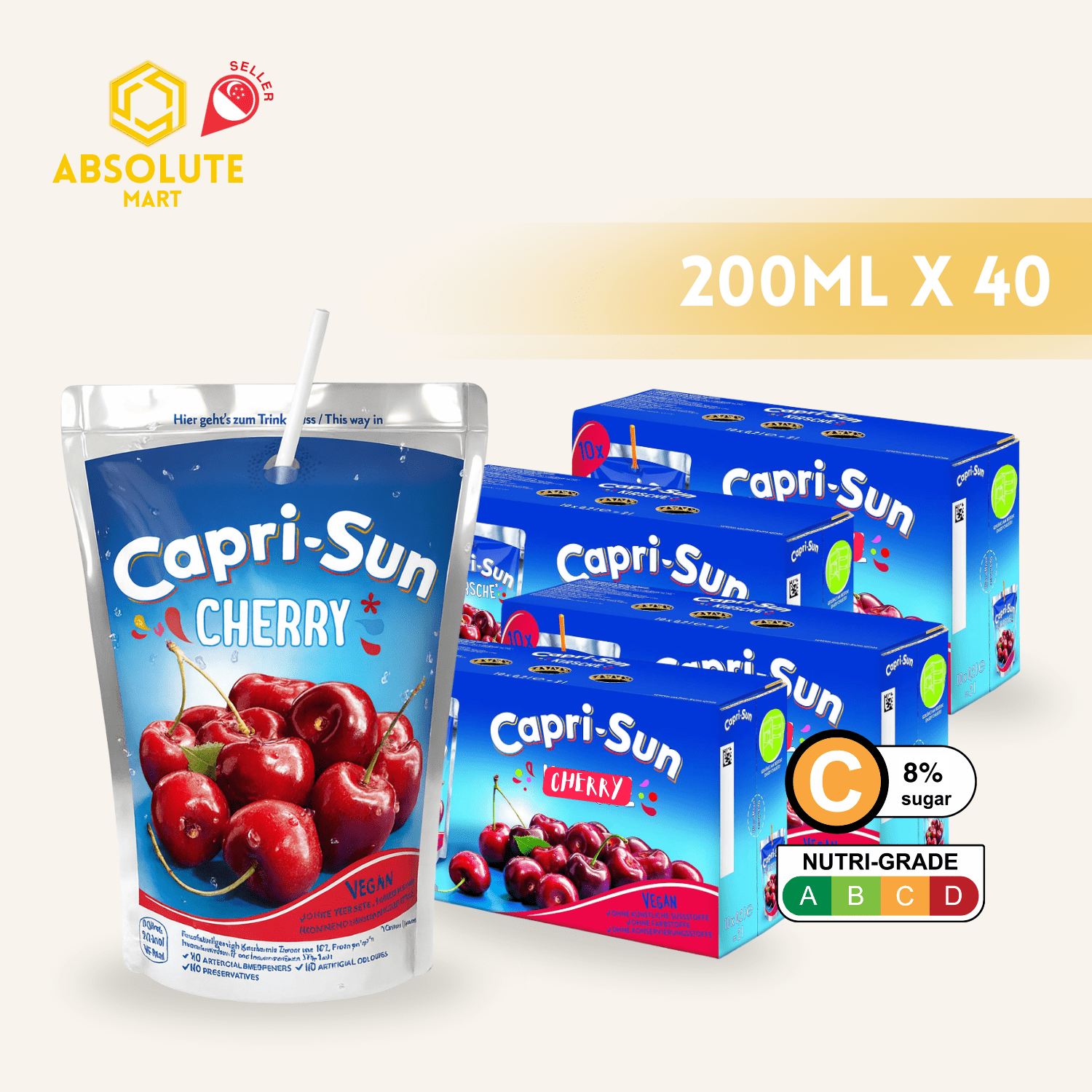 [BUNDLE PACK] CAPRISUN Cherry 200ML X 10 X 4 (TETRA) - ABSOLUTE MART[BUNDLE PACK] CAPRISUN Cherry 200ML X 10 X 4 (TETRA)Fruit Drinks