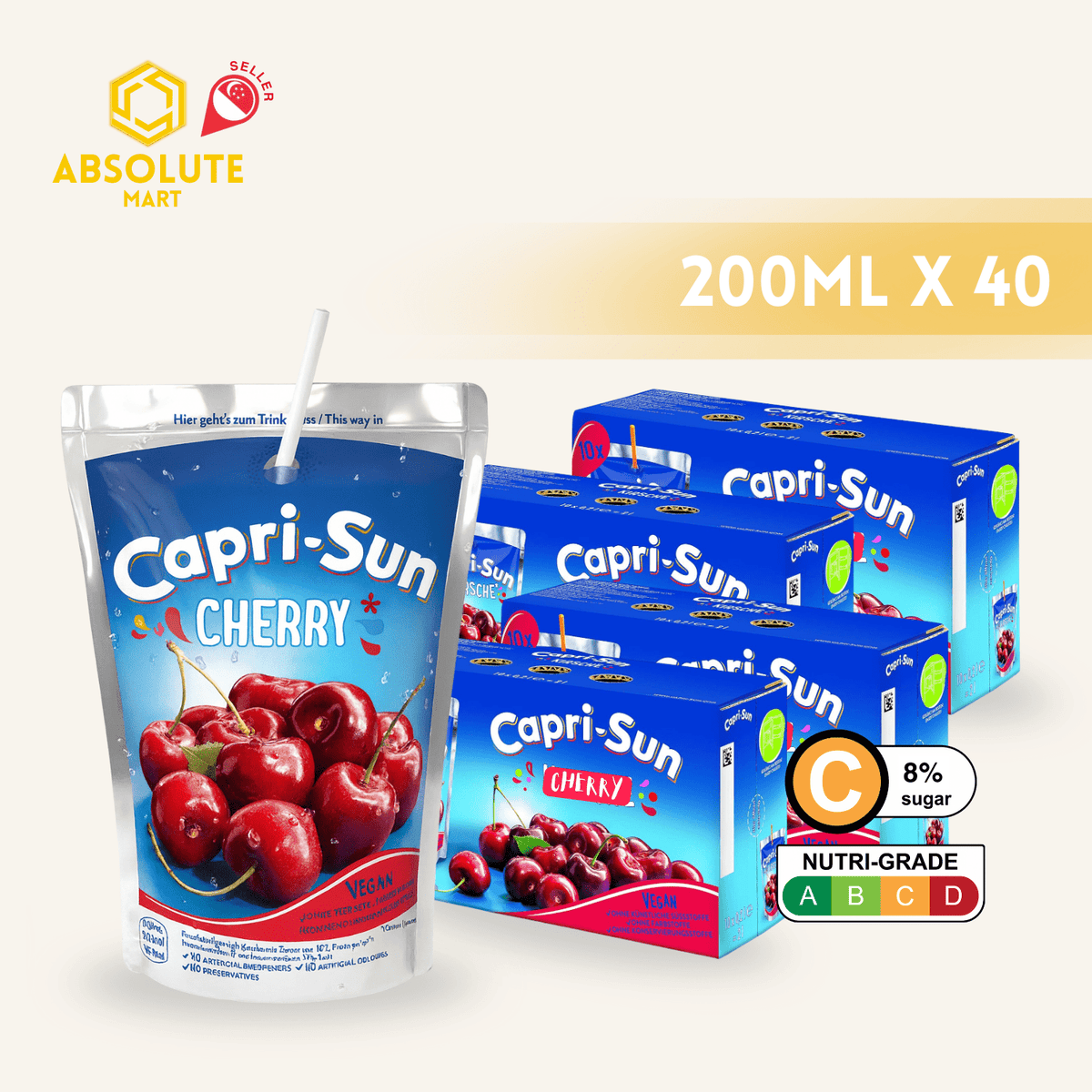 [BUNDLE PACK] CAPRISUN Cherry 200ML X 10 X 4 (TETRA) - ABSOLUTE MART[BUNDLE PACK] CAPRISUN Cherry 200ML X 10 X 4 (TETRA)Fruit Drinks