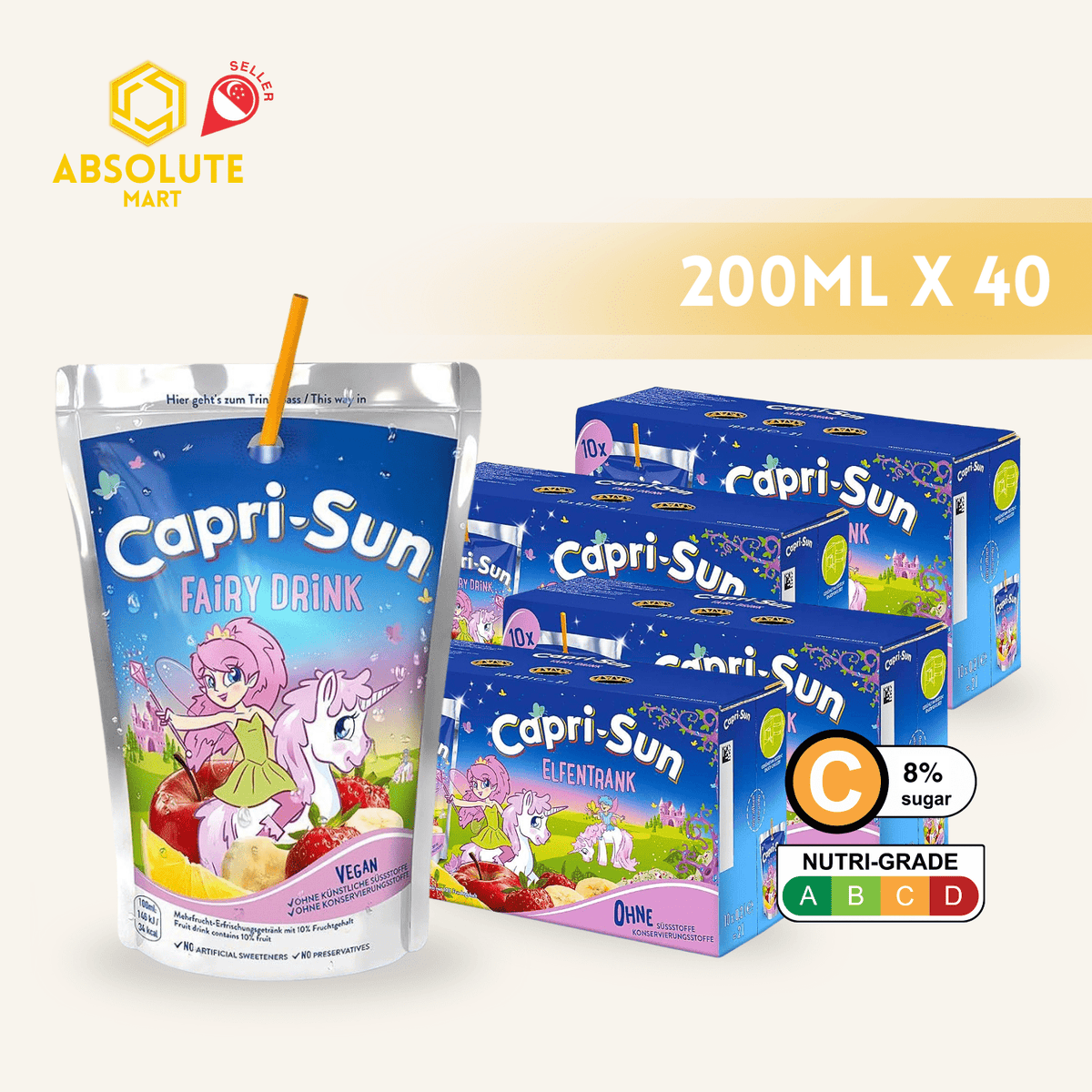 [BUNDLE PACK] CAPRISUN Fairy Drink 200ML X 10 X 4 (TETRA) - ABSOLUTE MART[BUNDLE PACK] CAPRISUN Fairy Drink 200ML X 10 X 4 (TETRA)Fruit Drinks