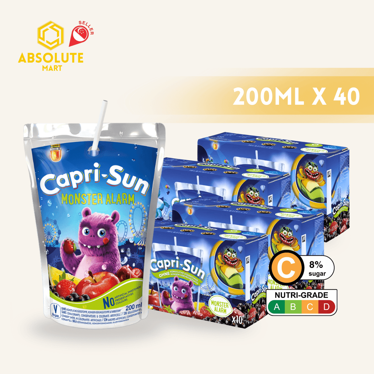 [BUNDLE PACK] CAPRISUN Monster Alarm Mixed Juice 200ML X 10 X 4 (TETRA) - ABSOLUTE MART[BUNDLE PACK] CAPRISUN Monster Alarm Mixed Juice 200ML X 10 X 4 (TETRA)Fruit Drinks