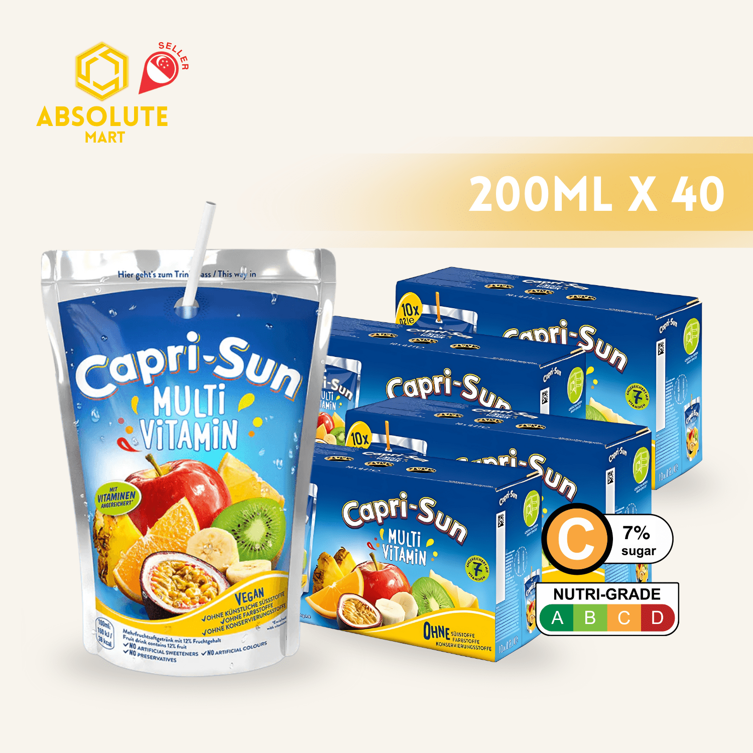 [BUNDLE PACK] CAPRISUN Multi Vitamin Juice 200ML X 10 X 4 (TETRA) - ABSOLUTE MART[BUNDLE PACK] CAPRISUN Multi Vitamin Juice 200ML X 10 X 4 (TETRA)Fruit Drinks