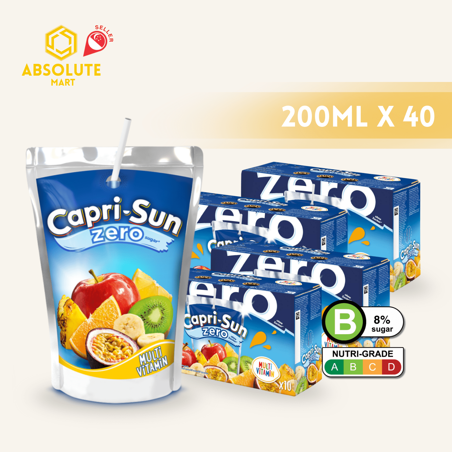 [BUNDLE PACK] CAPRISUN Multi Vitamin ZERO 200ML X 10 X 4 (TETRA) - ABSOLUTE MART[BUNDLE PACK] CAPRISUN Multi Vitamin ZERO 200ML X 10 X 4 (TETRA)Fruit Drinks