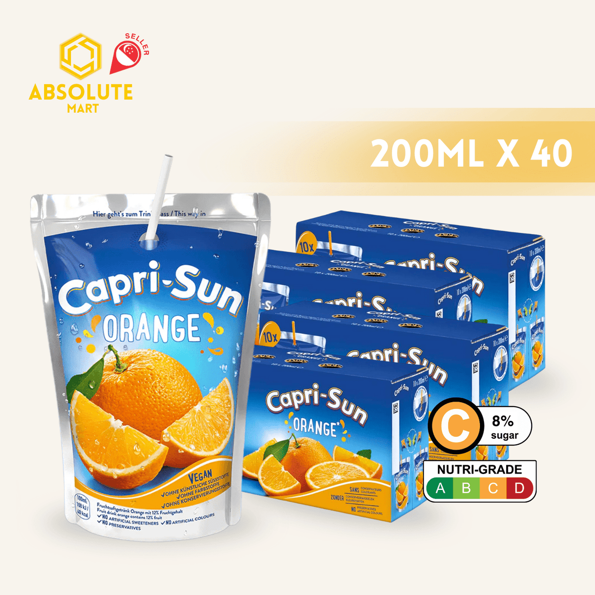 [BUNDLE PACK] CAPRISUN Orange Juice 200ML X 10 X 4 (TETRA) - ABSOLUTE MART[BUNDLE PACK] CAPRISUN Orange Juice 200ML X 10 X 4 (TETRA)Fruit Drinks