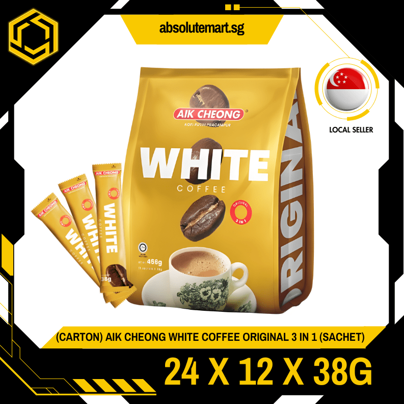 [CARTON] AIK CHEONG White Coffee 3 - IN - 1 Original 24 X 12 X 38G (SACHET) - ABSOLUTE MART[CARTON] AIK CHEONG White Coffee 3 - IN - 1 Original 24 X 12 X 38G (SACHET)
