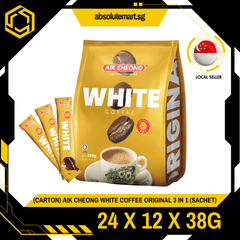 [CARTON] AIK CHEONG White Coffee 3 - IN - 1 Original 24 X 12 X 38G (SACHET) - ABSOLUTE MART[CARTON] AIK CHEONG White Coffee 3 - IN - 1 Original 24 X 12 X 38G (SACHET)