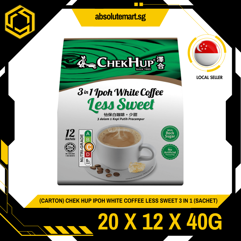 [CARTON] CHEK HUP Ipoh White Coffee Less Sweet 3 - IN - 1 20 X 12 X 40G (SACHET) - ABSOLUTE MART[CARTON] CHEK HUP Ipoh White Coffee Less Sweet 3 - IN - 1 20 X 12 X 40G (SACHET)