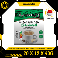 [CARTON] CHEK HUP Ipoh White Coffee Less Sweet 3 - IN - 1 20 X 12 X 40G (SACHET) - ABSOLUTE MART[CARTON] CHEK HUP Ipoh White Coffee Less Sweet 3 - IN - 1 20 X 12 X 40G (SACHET)