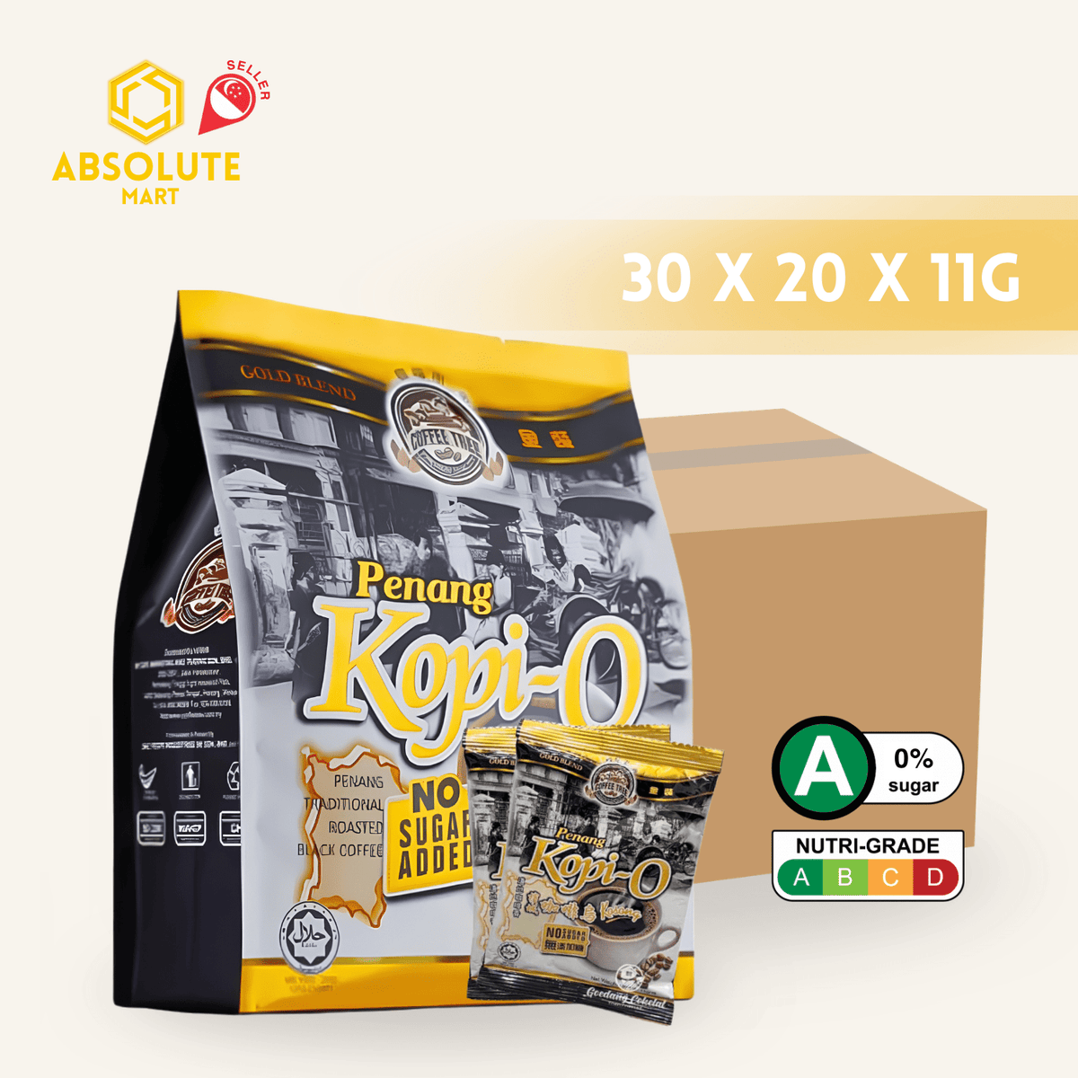 [CARTON] COFFEE TREE Kopi O Kosong No Sugar 11G X 20S X 30 (SACHET) - ABSOLUTE MART[CARTON] COFFEE TREE Kopi O Kosong No Sugar 11G X 20S X 30 (SACHET)Instant Coffees & Coffee Granules
