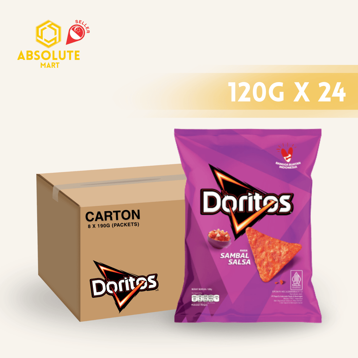 [CARTON] DORITOS Salsa Chilli 120G X 24 (PACKETS) - ABSOLUTE MART[CARTON] DORITOS Salsa Chilli 120G X 24 (PACKETS)Corn Chips