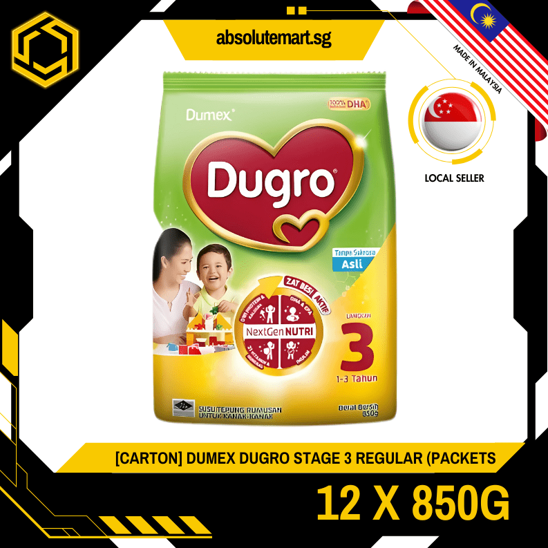 [CARTON] DUMEX DUGRO Stage 3 Regular 850G X 12 (PACKETS) - ABSOLUTE MART[CARTON] DUMEX DUGRO Stage 3 Regular 850G X 12 (PACKETS)