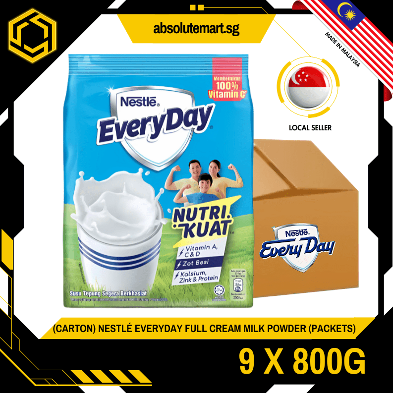 [CARTON] EVERYDAY Full Cream Milk Powder Refill Pack 800G X 9 (PACKETS) - ABSOLUTE MART[CARTON] EVERYDAY Full Cream Milk Powder Refill Pack 800G X 9 (PACKETS)