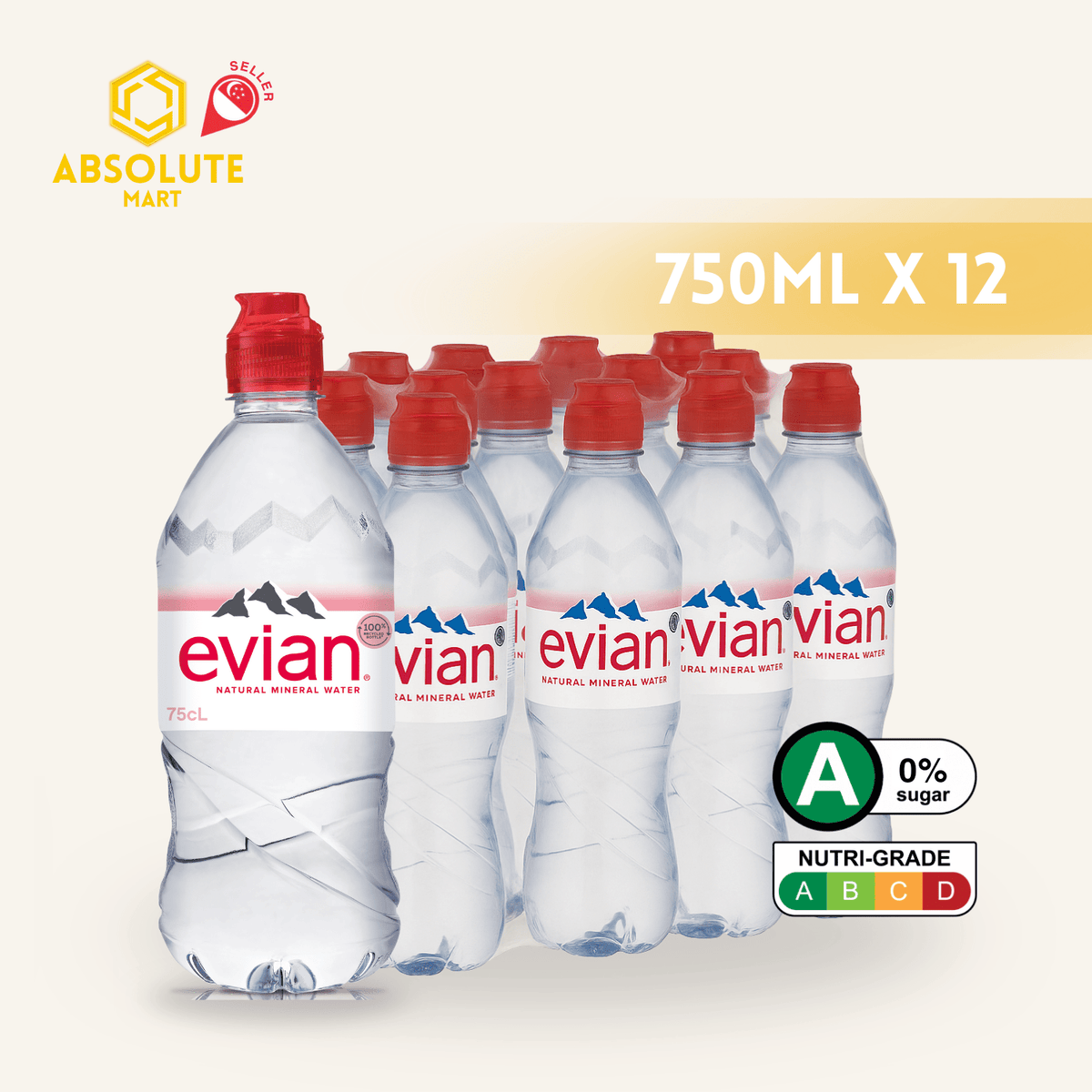 [CARTON] EVIAN Mineral Water Sports Cap 750ML X 12 (BOTTLE) - ABSOLUTE MART[CARTON] EVIAN Mineral Water Sports Cap 750ML X 12 (BOTTLE)Still Water