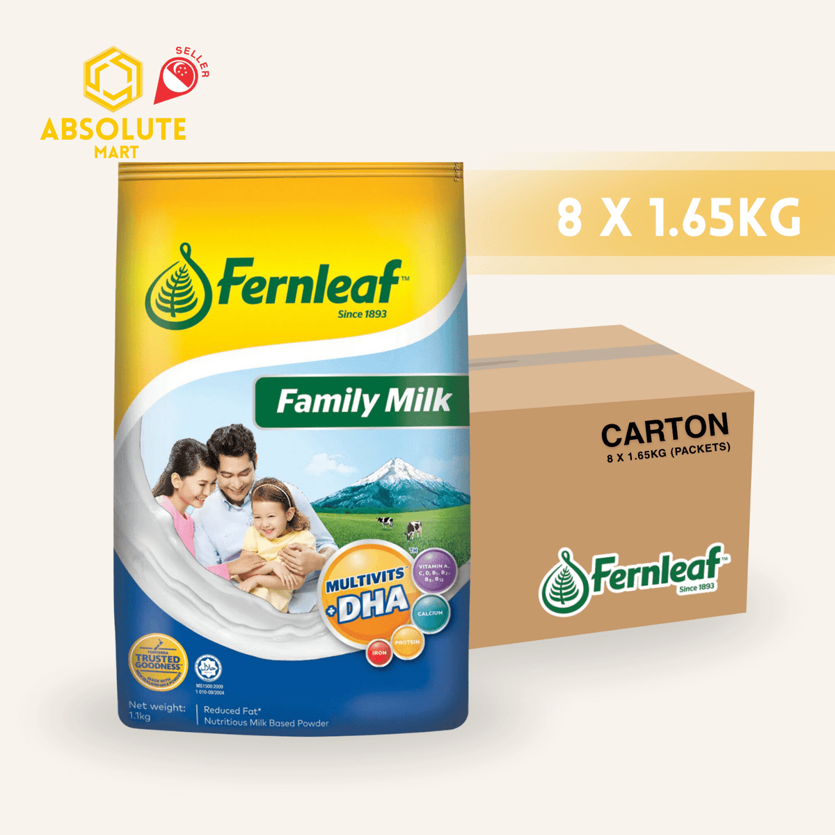 [CARTON] FERNLEAF Family Milk Powder Refill 1.65KG X 8 (PACKETS) - ABSOLUTE MART[CARTON] FERNLEAF Family Milk Powder Refill 1.65KG X 8 (PACKETS)Powdered Milk