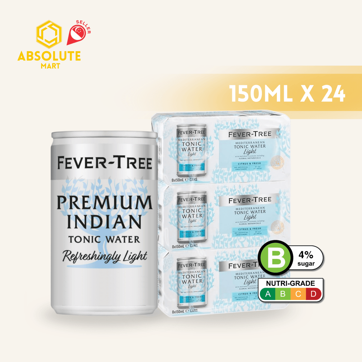 [CARTON] FEVER TREE Light Indian Tonic 150ML X 24 (CAN) - ABSOLUTE MART[CARTON] FEVER TREE Light Indian Tonic 150ML X 24 (CAN)Tonic & Mixers