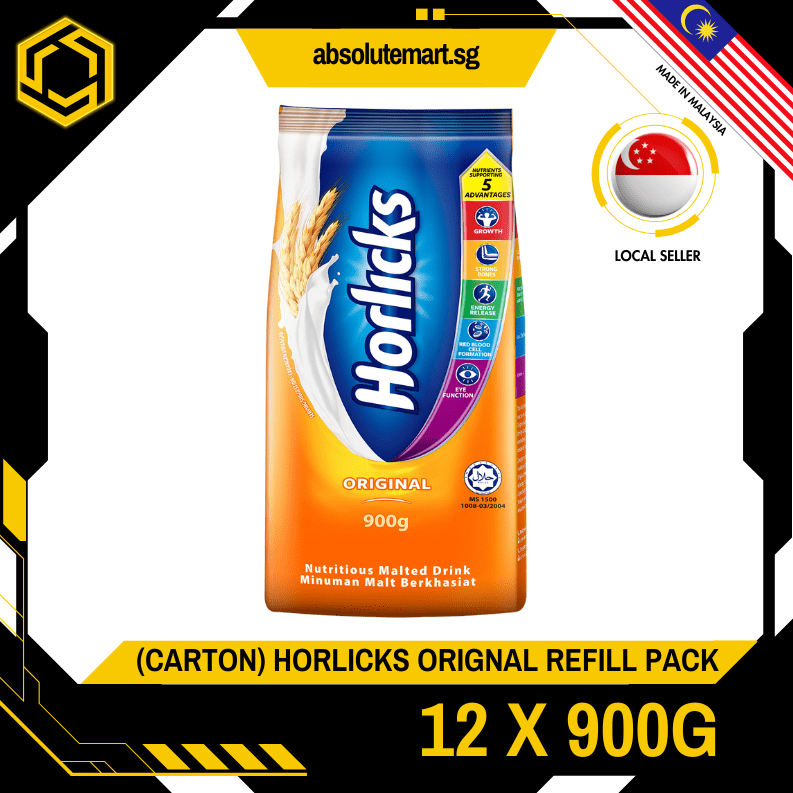 [CARTON] HORLICKS Original Refill Pack 900G X 12 (PACKETS) - ABSOLUTE MART[CARTON] HORLICKS Original Refill Pack 900G X 12 (PACKETS)