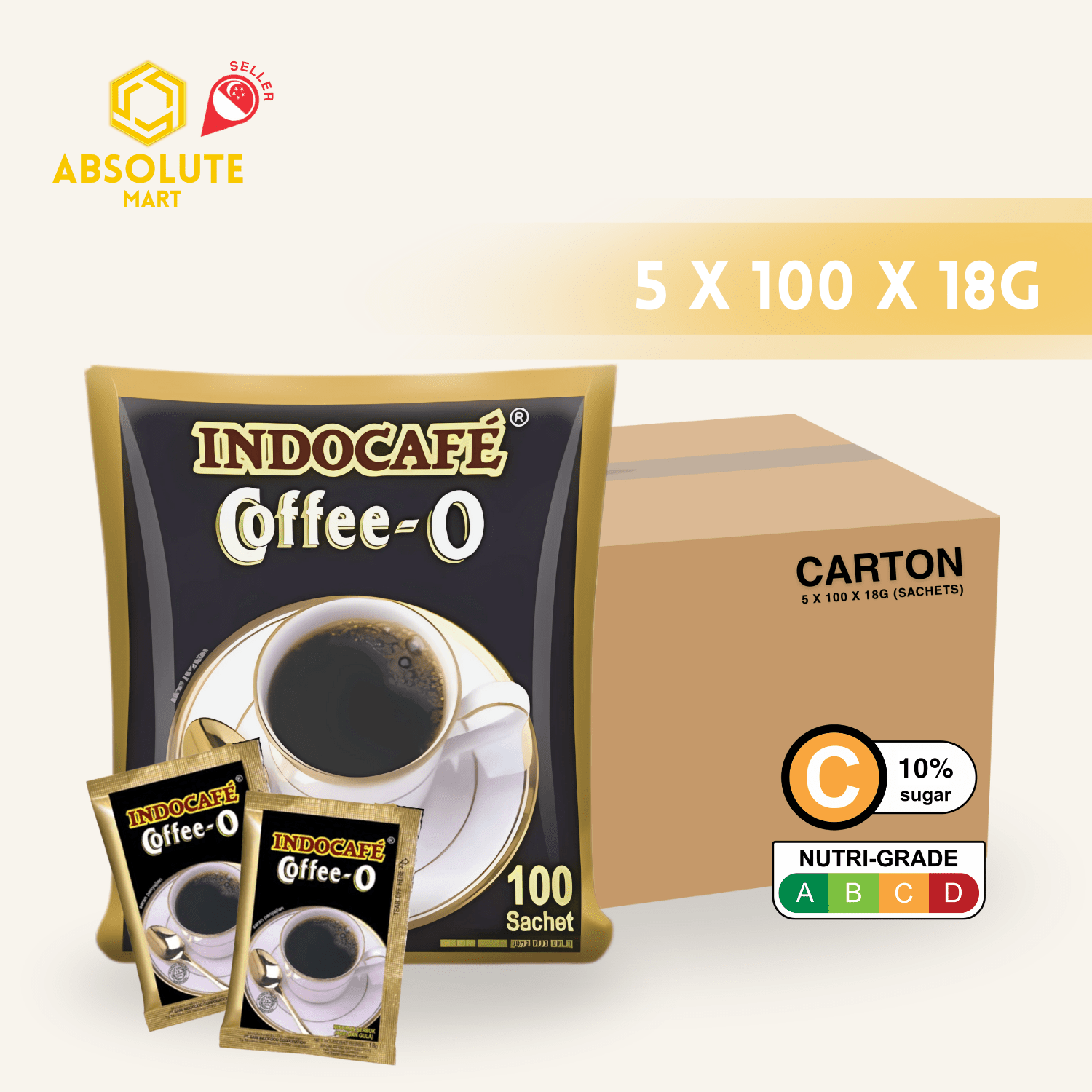 [CARTON] INDOCAFE KOPI O 2IN1 5PACK X 100 X 18G (SACHETS) - ABSOLUTE MART[CARTON] INDOCAFE KOPI O 2IN1 5PACK X 100 X 18G (SACHETS)Instant Coffees & Coffee Granules