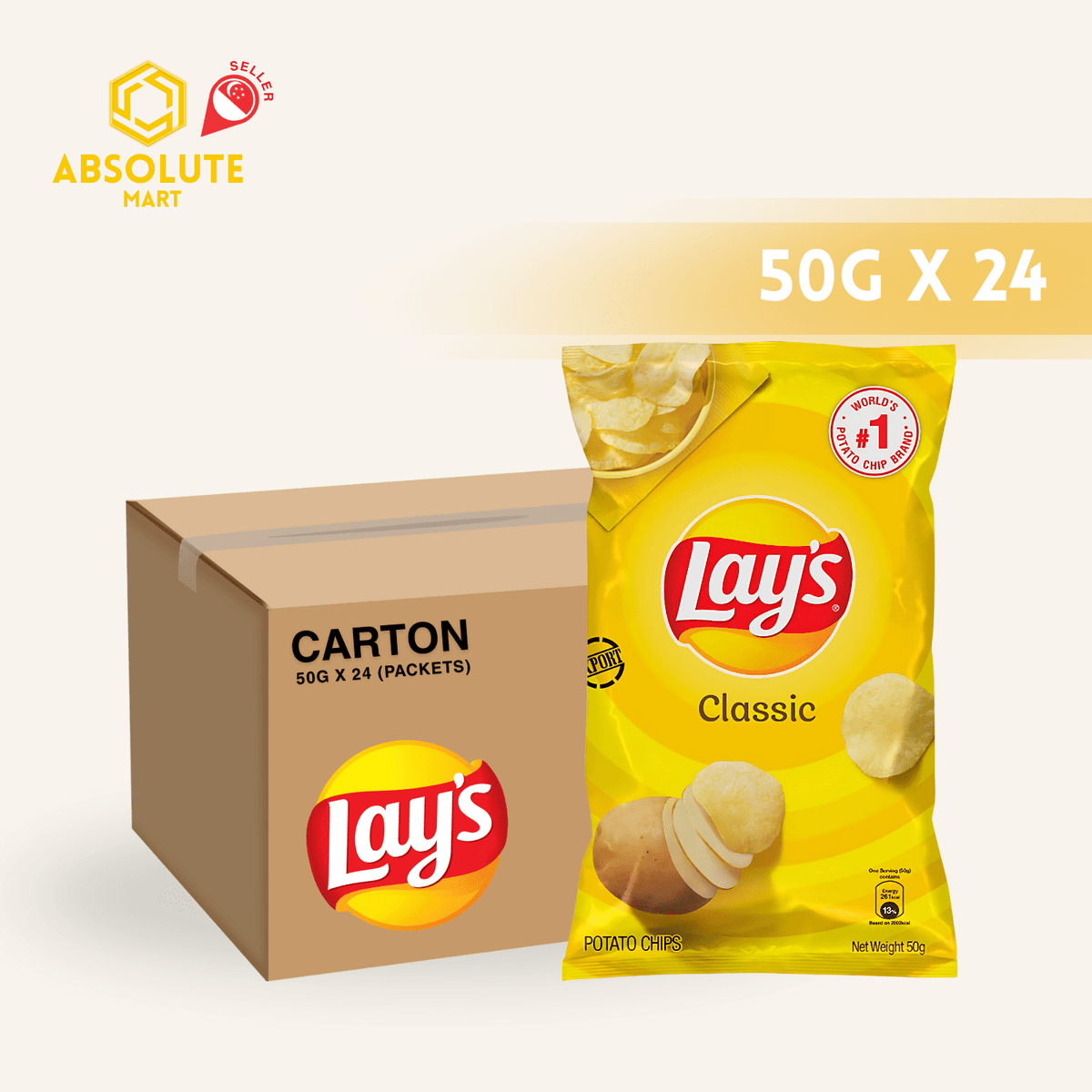 [CARTON] LAY'S Classic 50G X 24 (PACKETS) - ABSOLUTE MART[CARTON] LAY'S Classic 50G X 24 (PACKETS)Potato Chips