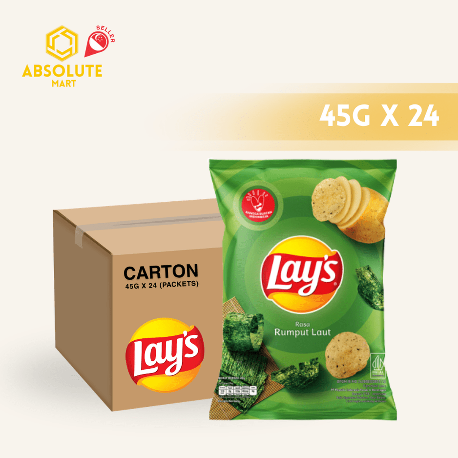 [CARTON] LAY'S Nori Seaweed 45G X 24 (PACKETS) - ABSOLUTE MART[CARTON] LAY'S Nori Seaweed 45G X 24 (PACKETS)Potato Chips