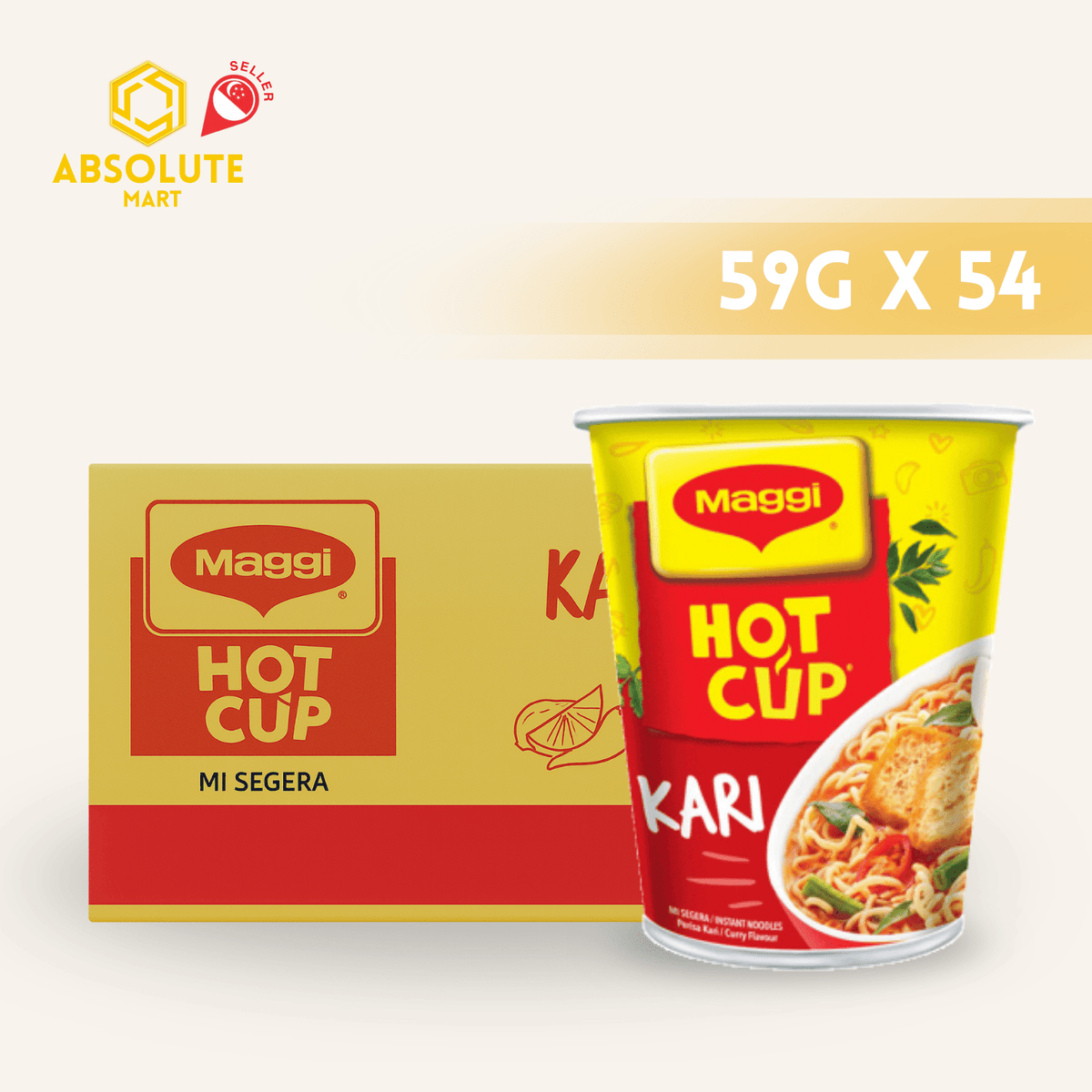 [CARTON] MAGGI Curry HOT CUP Noodles 59G X 54 (CUPS) - ABSOLUTE MART[CARTON] MAGGI Curry HOT CUP Noodles 59G X 54 (CUPS)Instant Noodles