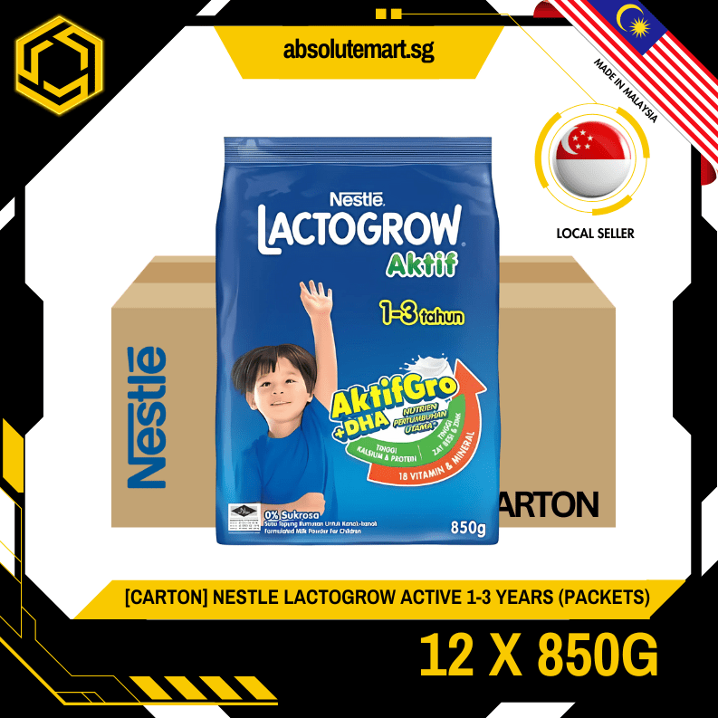 [CARTON] NESTLE Lactogrow Active 1 - 3 Years 850G X 12 (PACKETS) - ABSOLUTE MART[CARTON] NESTLE Lactogrow Active 1 - 3 Years 850G X 12 (PACKETS)