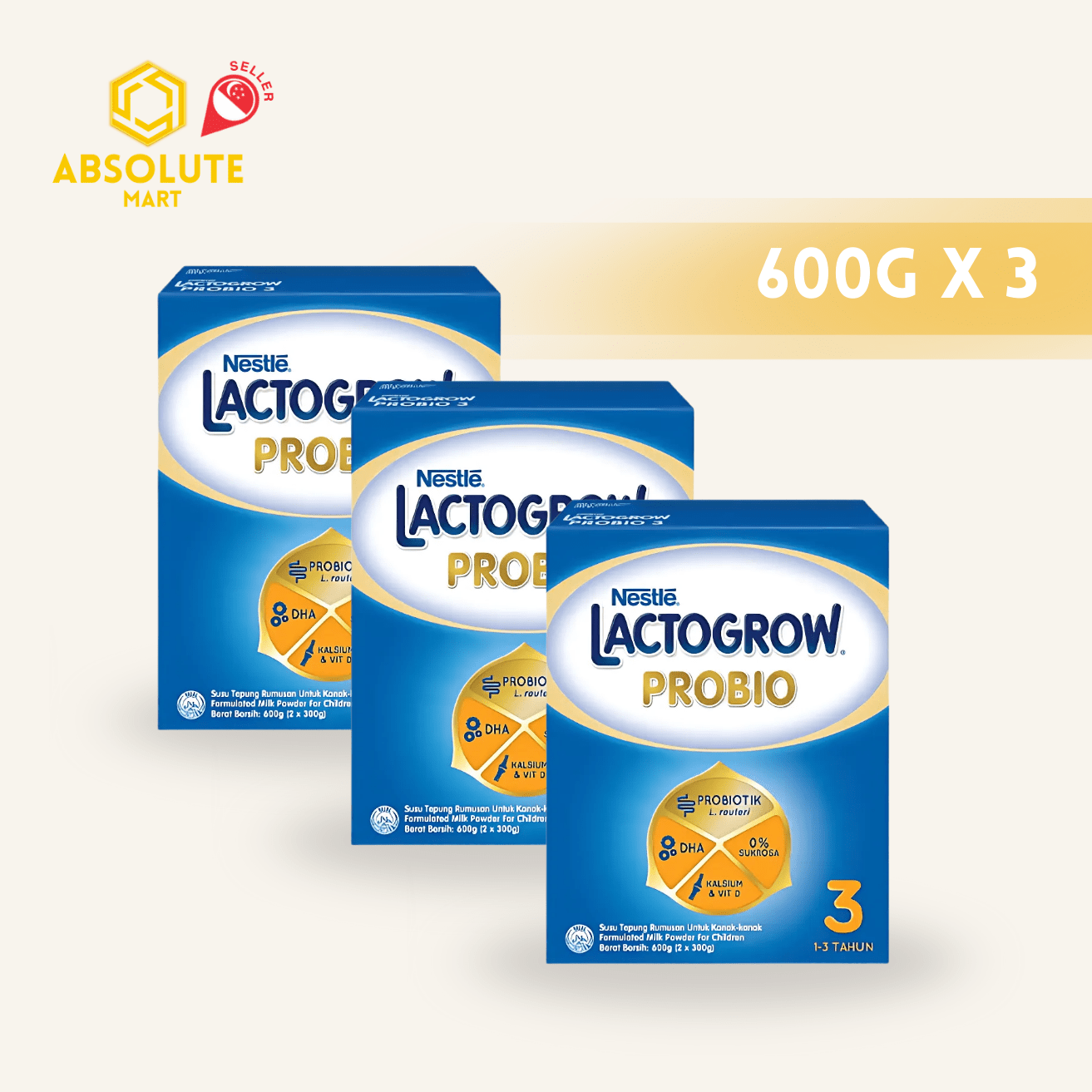 [CARTON] NESTLE Lactogrow Probio 3 600G X 3 X 6 (PACKETS) - ABSOLUTE MART[CARTON] NESTLE Lactogrow Probio 3 600G X 3 X 6 (PACKETS)Powdered Milk