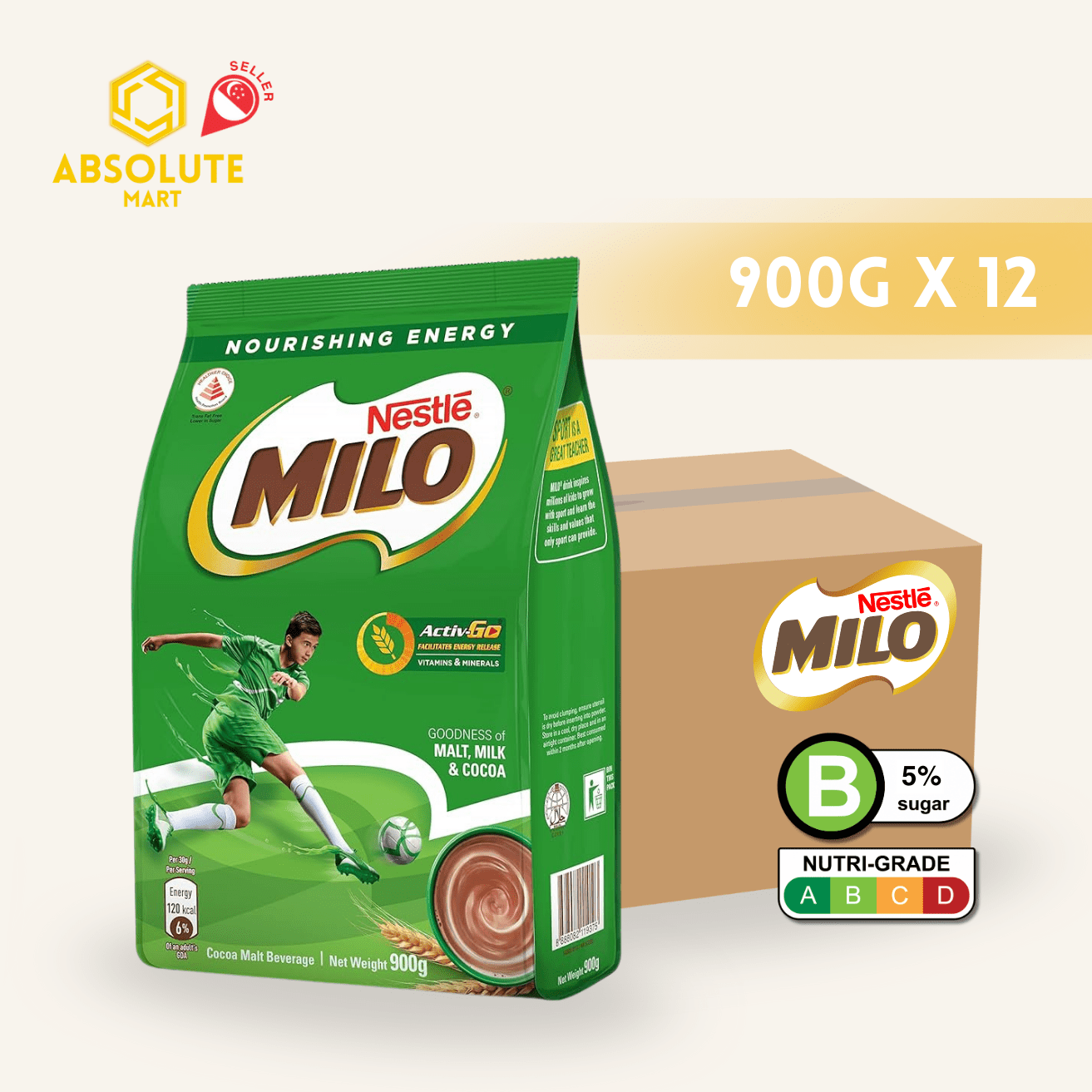 [CARTON] NESTLE Milo Powder Refill 900G X 12 (PACKETS) - ABSOLUTE MART[CARTON] NESTLE Milo Powder Refill 900G X 12 (PACKETS)Malt Drinks